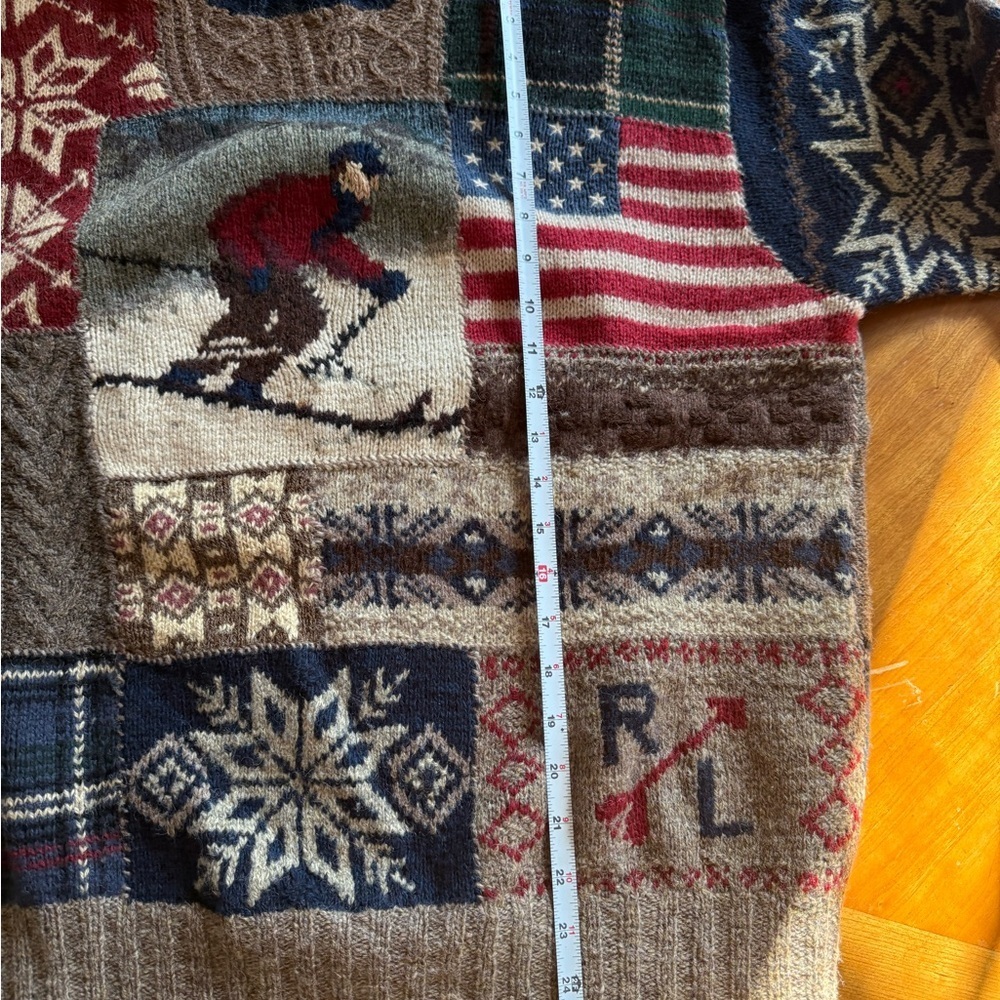 Vintage Ralph Lauren 90s Patchwork Ski Crewneck Sweater - Picture 10 of 13